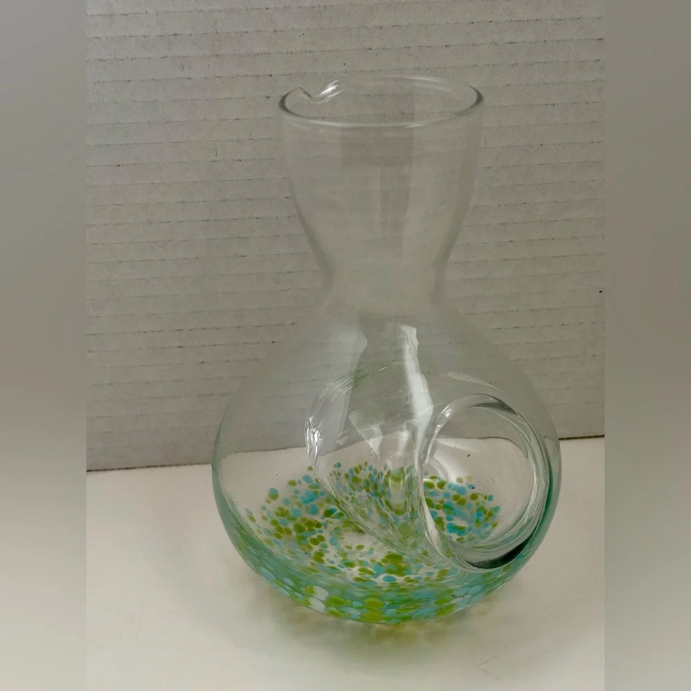 Handblown glass sake decanter with an ice pocket, also known as a tokuri.